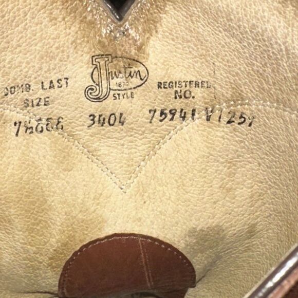 Vintage Justin Roper Brown Leather Boots Sz 7.5 EEE Men\'s Rodeo Western 3404 main image 6